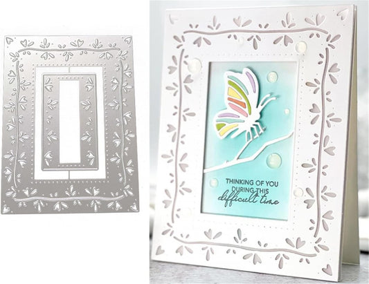 Cutting Dies Metal Stencils Scrapbooking Tools Flowers Lace Frame DIY Embossing Template for Paper Card Making Album Arts Crafts Supplies (Rectangle Love line frame-13.8x10.5cm)
