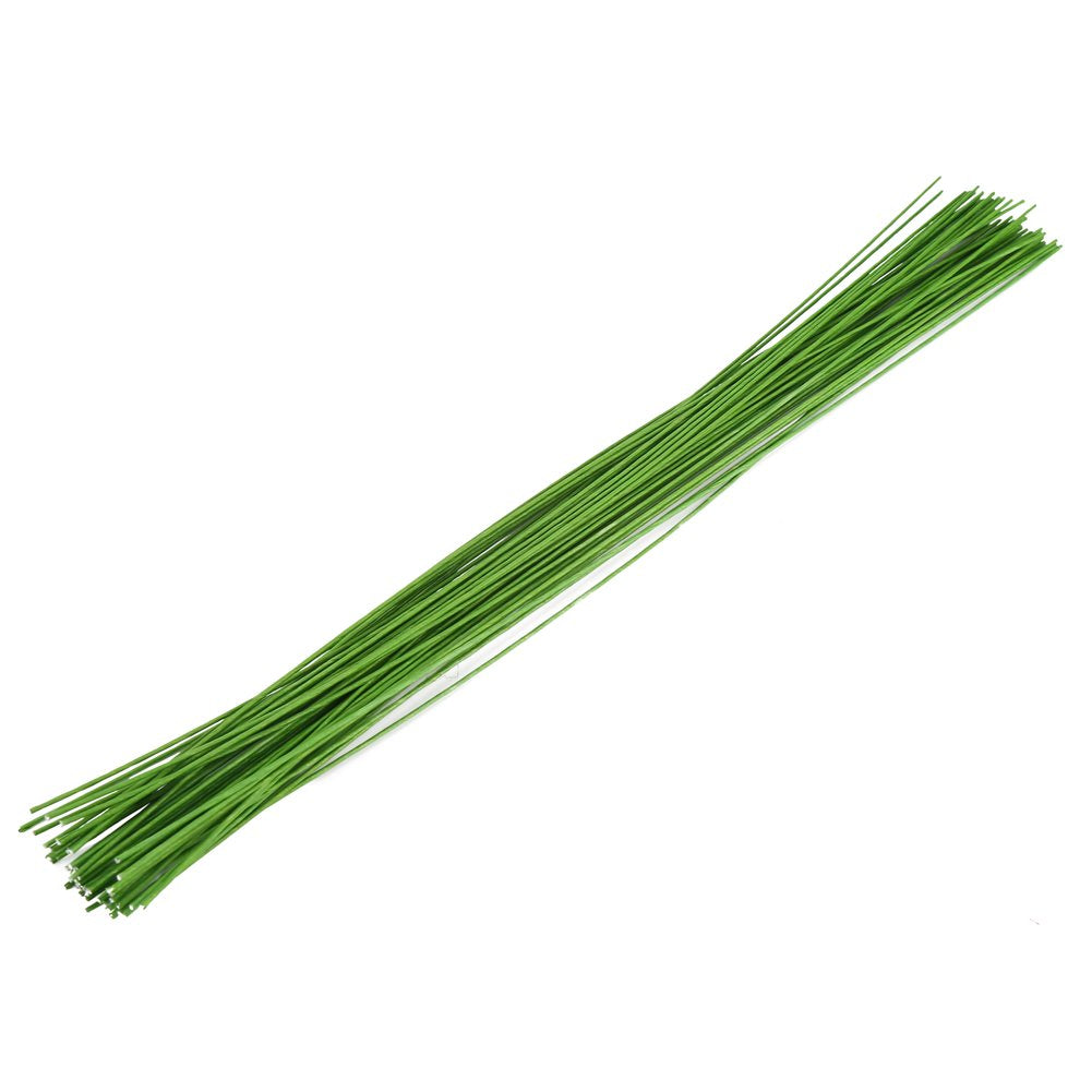Decora 24 Gauge Green Floral Wire Green Paper-Wrapped Floral Stem Wires for Crafts 16 inch,50/Package