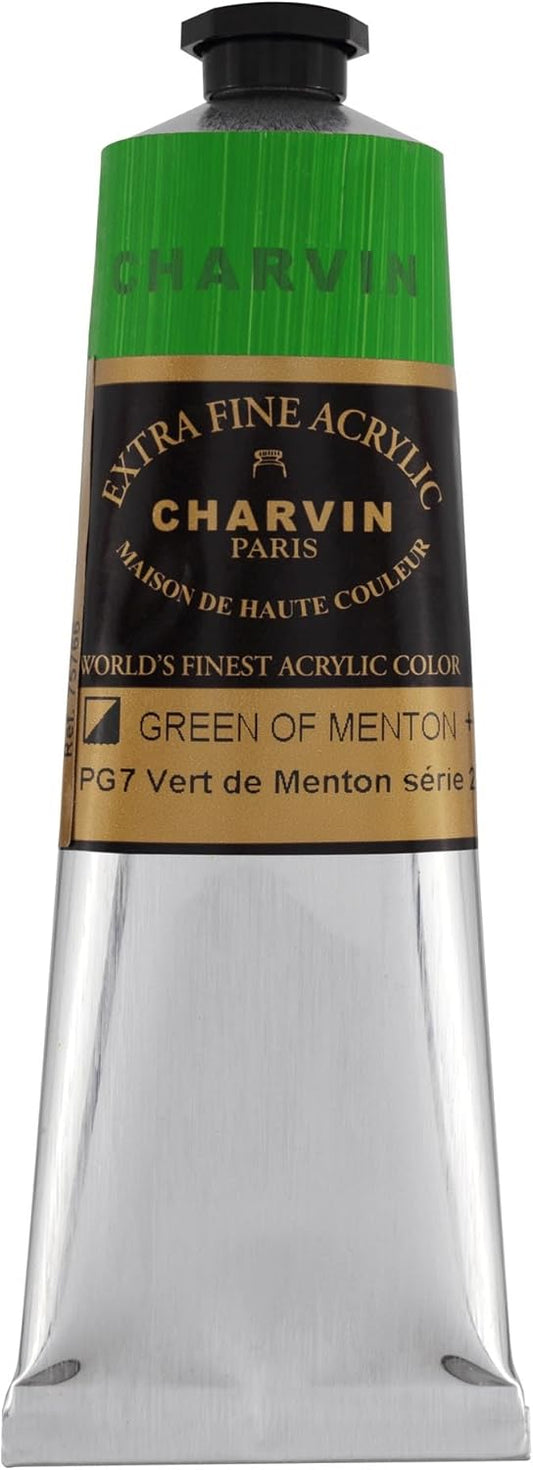 Charvin Extra Fine Professional Artist Acrylic Paint Colors, Nature Themed Hues, 150ml Green of Menton