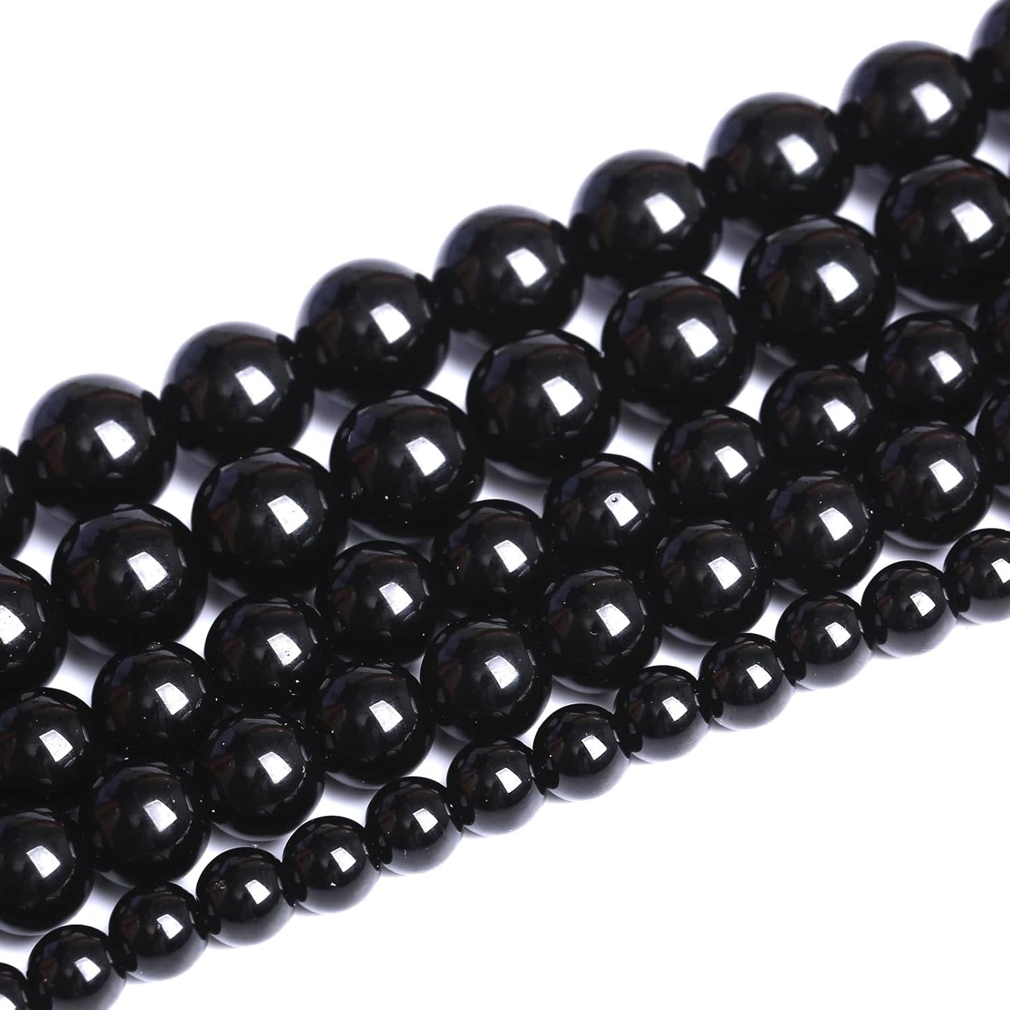 8mm 51pcs Natural Black Agates Onyx Stone Beads Smooth Round Loose Spacer Beads for Jewelry Making DIY Bracelets 15"