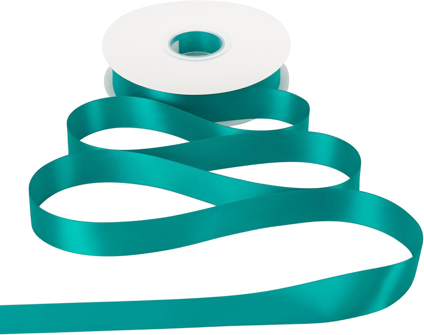 HUIHUANG Teal Blue Ribbon 1 inch x 50 Yards Double-Faced Satin Teal Ribbon for Gift Wrapping, Flower Bouquet, Invitations, Christmas Holiday Decor, Hairs, Bows Making