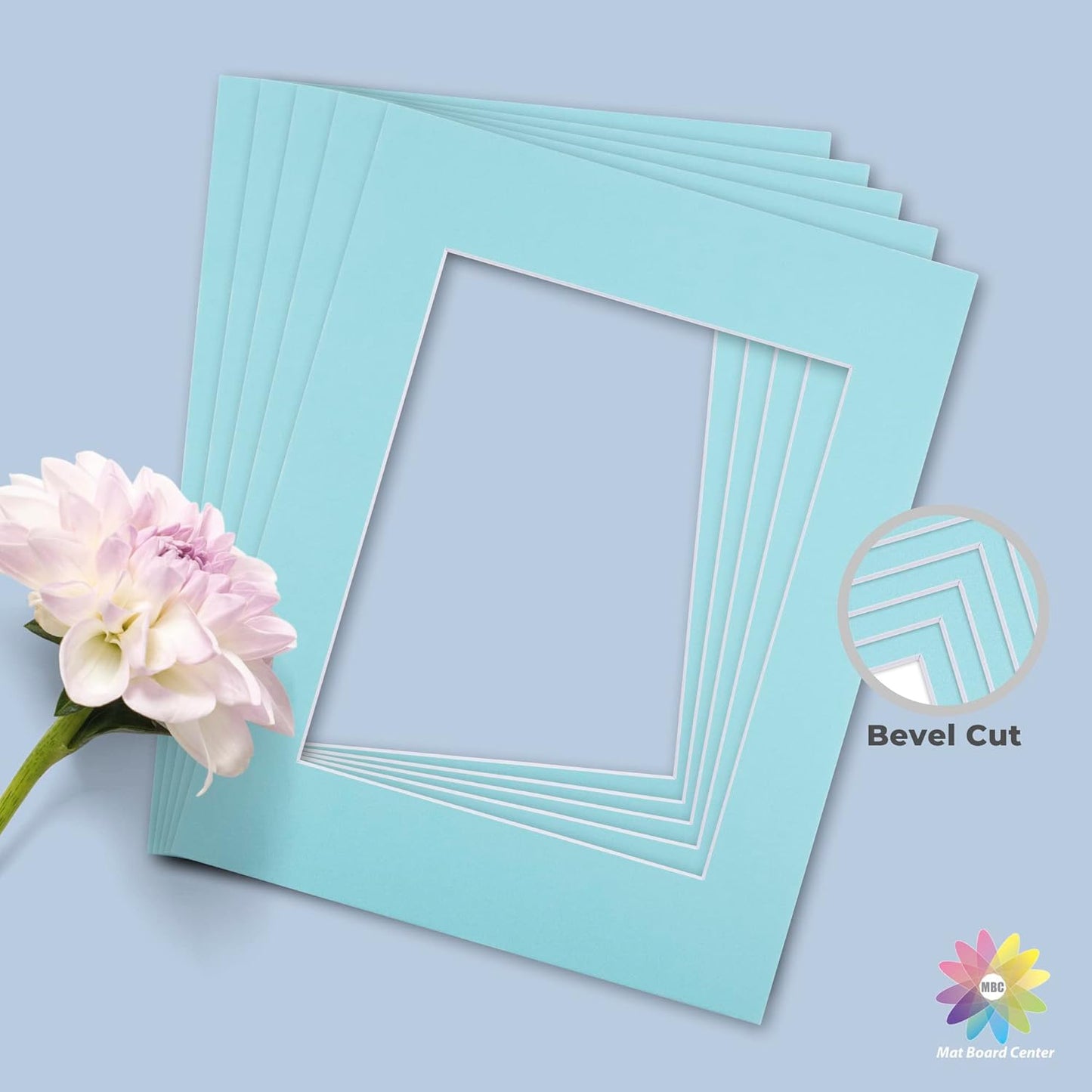 Mat Board Center, Pack of 10, 11x14 for 8x10 Deep Blue Color Mats - Acid Free, 4-ply Thickness, White Core - for Pictures, Photos, Framing