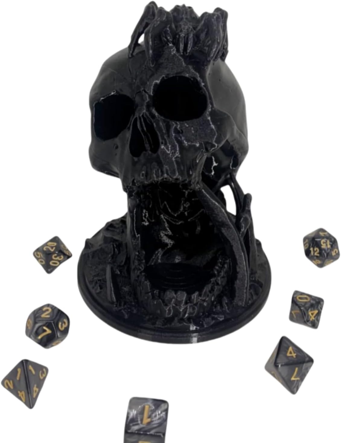 Skull Dice Tower Dungeons and Dragons RPG abletop Roleplaying Game Jail D&D (Random 7PCS D20 Dice Set Included) Black