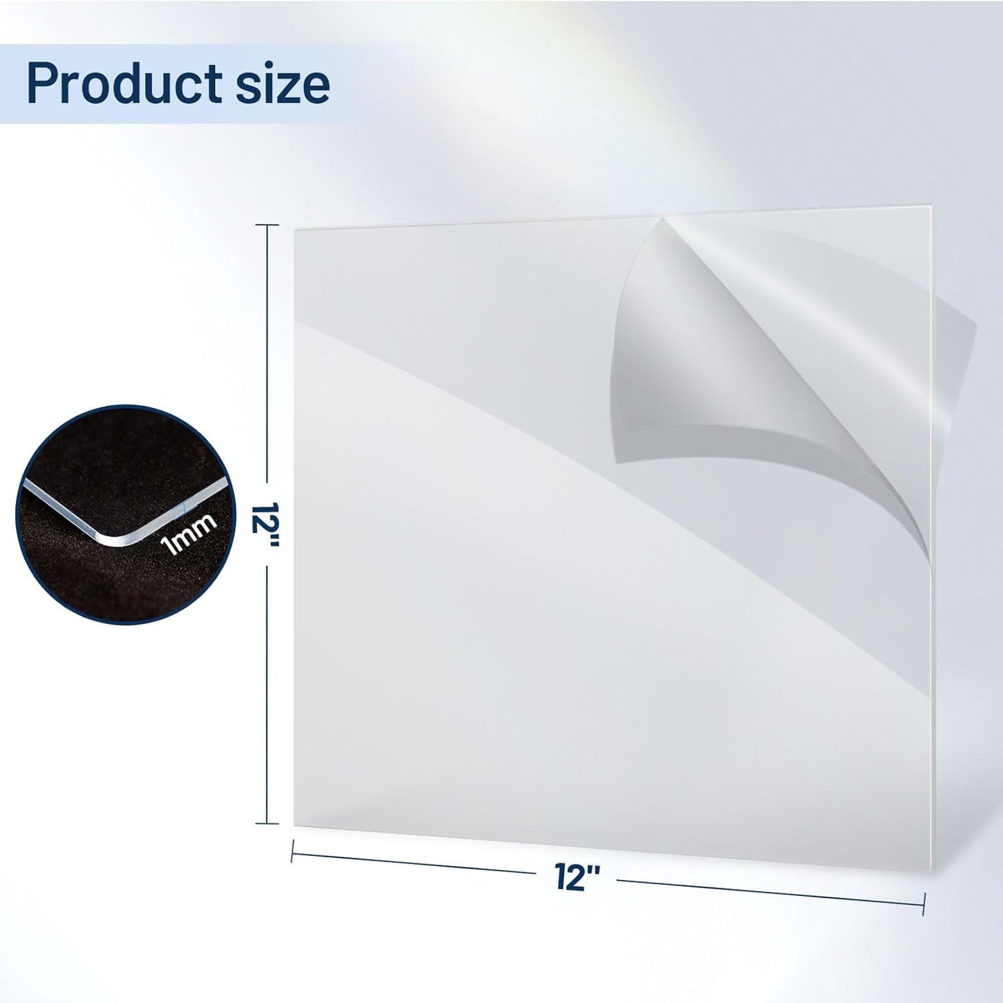 5 Pack 12”x12” x0.04” Clear PET/Plexiglass Sheet, INDSTONE Transparent Flexible Plastic Sheet 12x12, Clear Plastic Sheet for Crafts, Picture Frames, Painting, Sign Blank