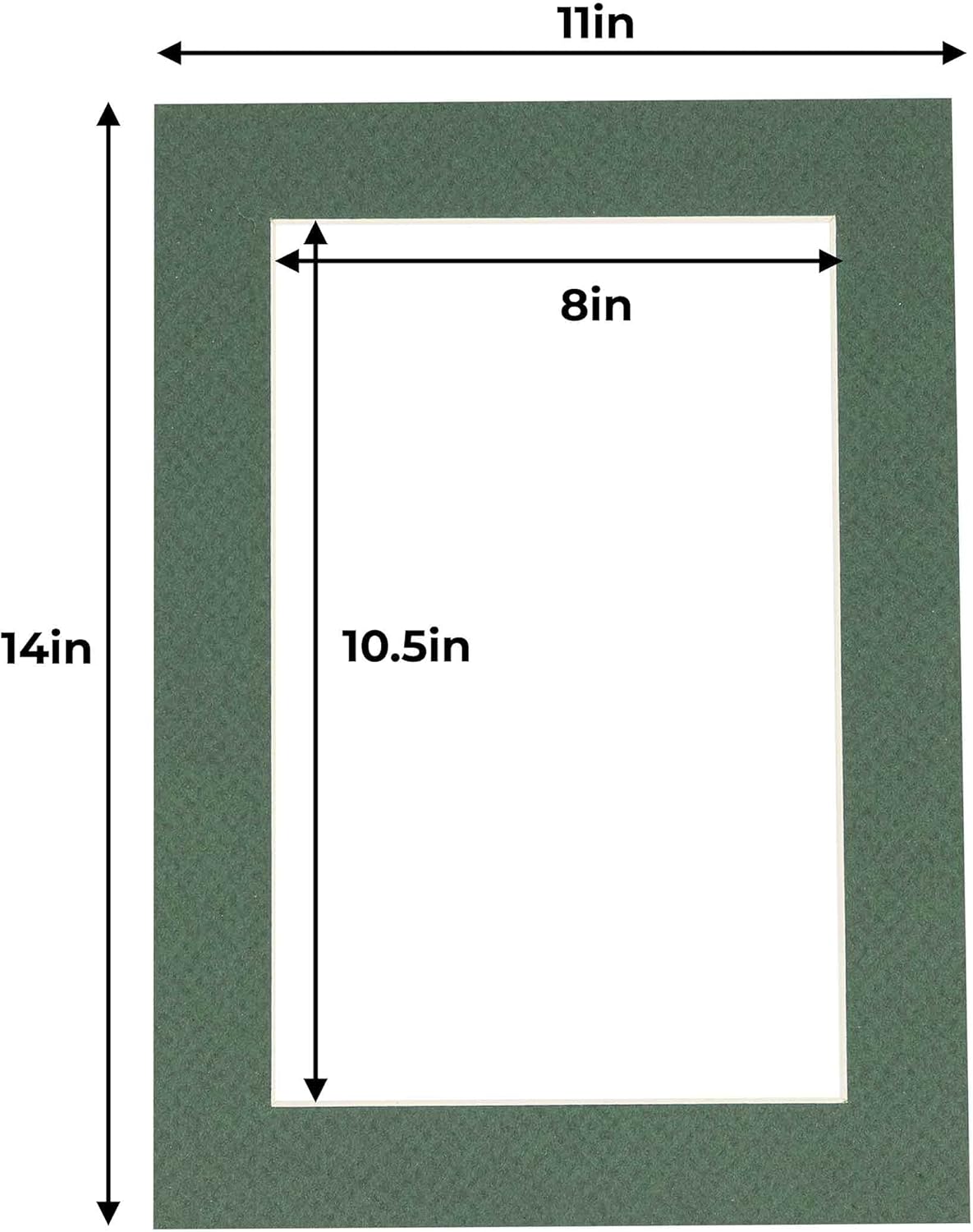 11x14 Mat for 8.5x11 Photo - Precut Hunter Green Picture Matboard for Frames Measuring 11 x 14 Inches - Bevel Cut Matte to Display Art Measuring 8.5 x 11 Inches - Acid Free ONE MAT