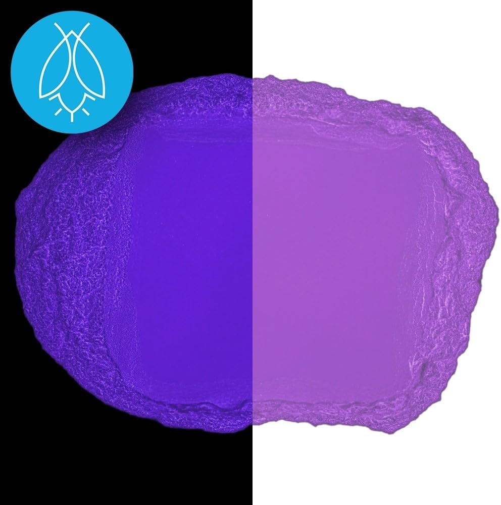 Glow in The Dark Pigment Powder - Neutral and Fluorescent Color for Art Painting, Fine Art, Nail Art Paint, and DIY Crafts - Long Lasting, 10+ Color Options - Fluorescent Purple - (60 Grams/ 2.12 oz)