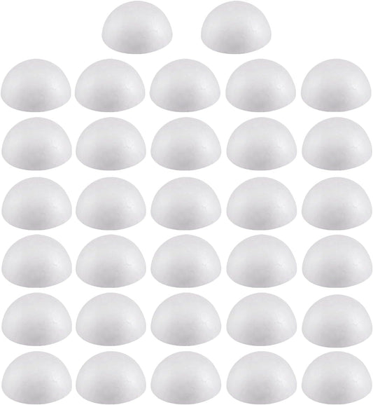 Crafjie 32PCS 2 Inchs Half Round Foam Balls White Hemispherical Polystyrene Balls Half Craft Foam Ball Christmas Craft Ball Wedding Decoration DIY Home Craft Project and Art Decoration