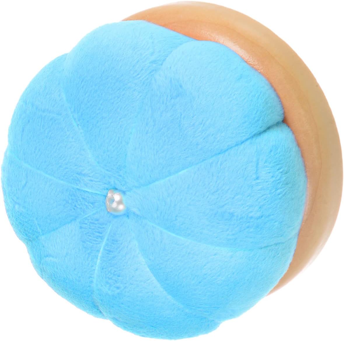 HARFINGTON Wooden Base Needle Pincushions Japanese Style Pin Cushions Round Pin Cushion Needle Holder for Sewing Quilting Needlework DIY Crafts, Sky Blue