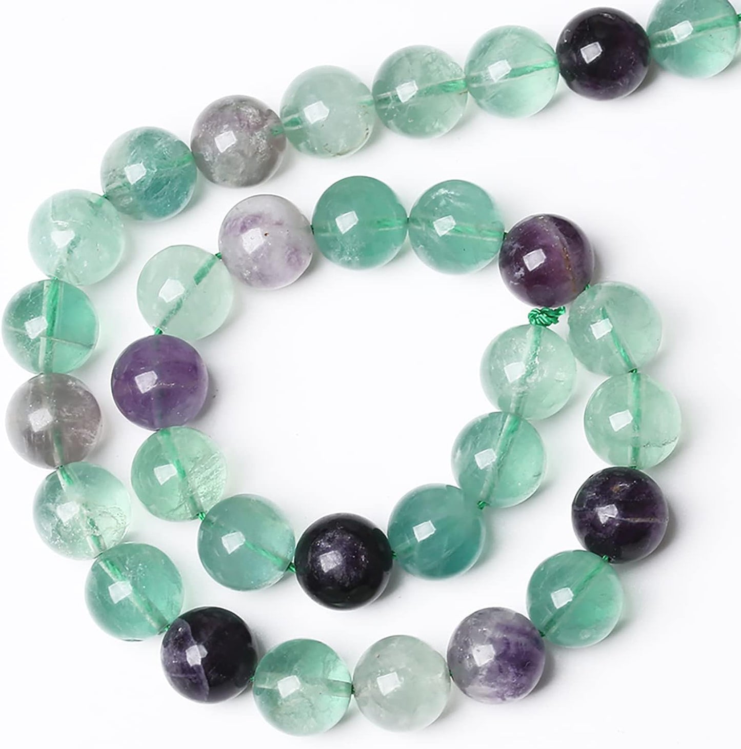 38pcs 10mm Natural Stone Beads Fluorite Gemstone Round Loose Beads for Jewelry Making DIY Bracelet Necklace 15"
