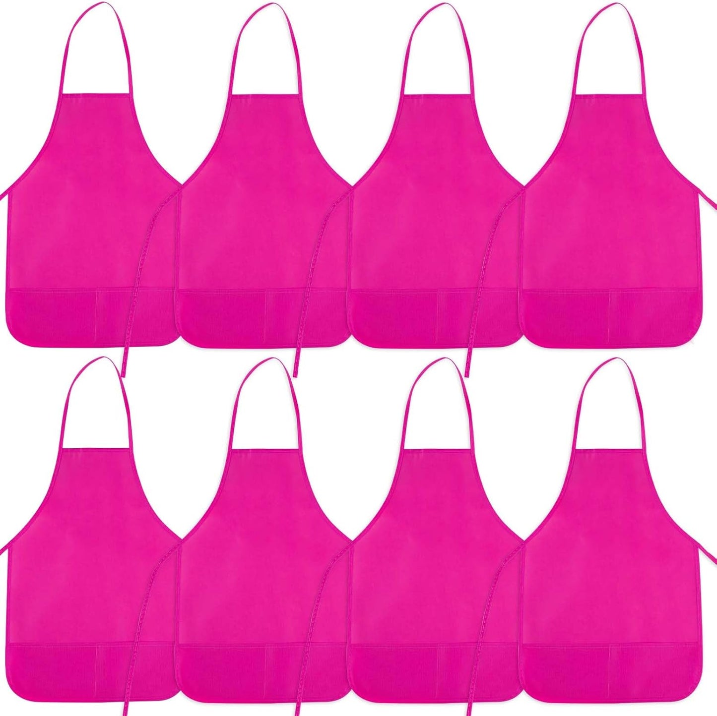 8 Pcs Kids Apron Painting Aprons for Kids Art Smocks Paint Apron Bulk for Painting Classroom Activity Kitchen Crafts Party Supplies(Rose Red)