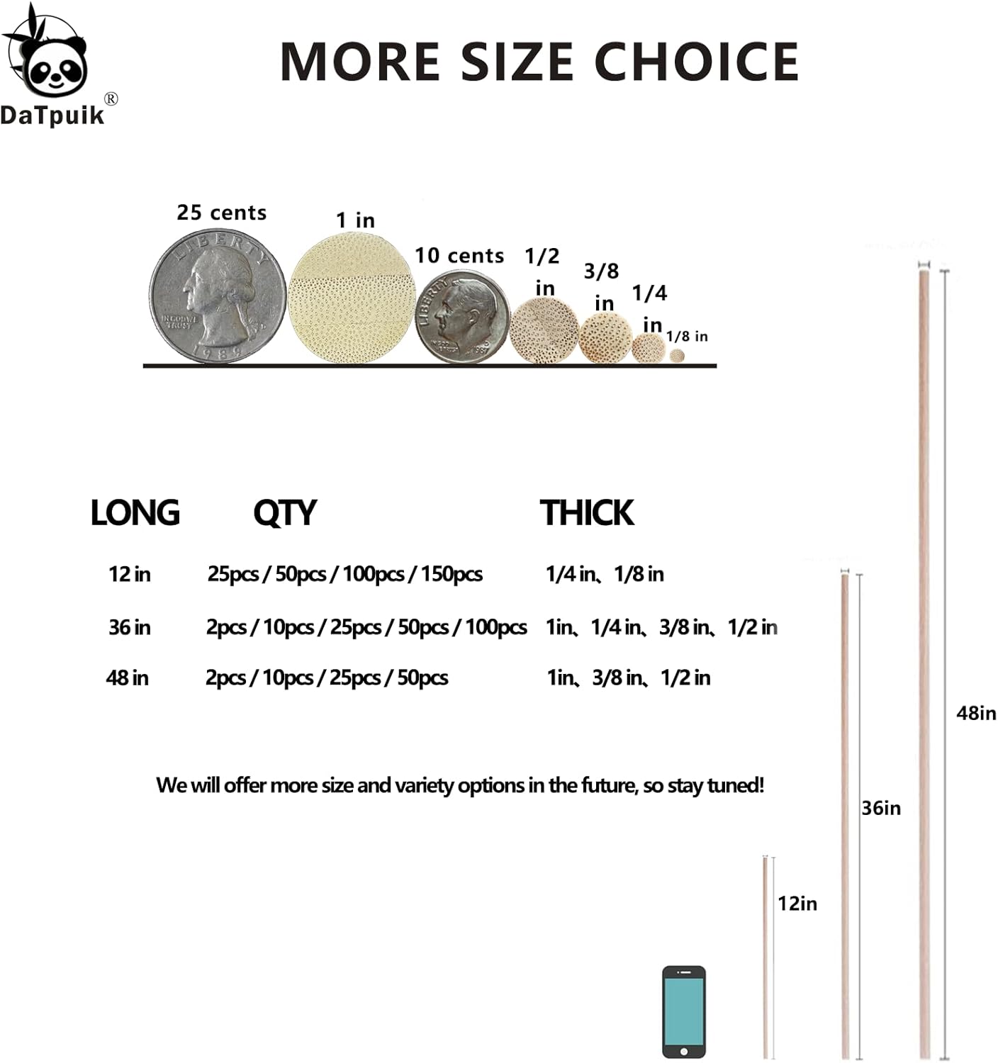 1/4 x 36 Inch 50PCS Dowel Rods Wood Sticks Wooden Dowel Rods - Unfinished Hardwood Sticks - for Crafts and DIYers