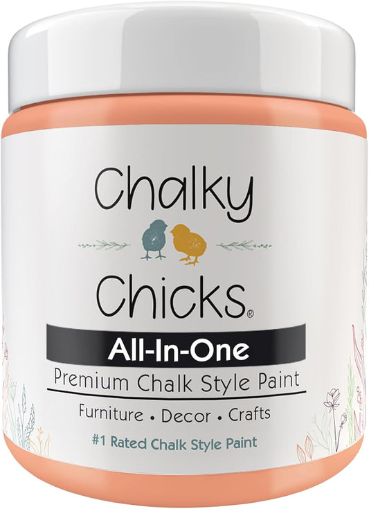Chalky Chicks All-in-One Chalk Paint for Furniture or Cabinet - 4 Fl Oz - Matte Finish Gingers Blush Pink for Metal, Wood Furniture Paint - No Sanding All-in-One for Home Decor & Crafts, USA Made