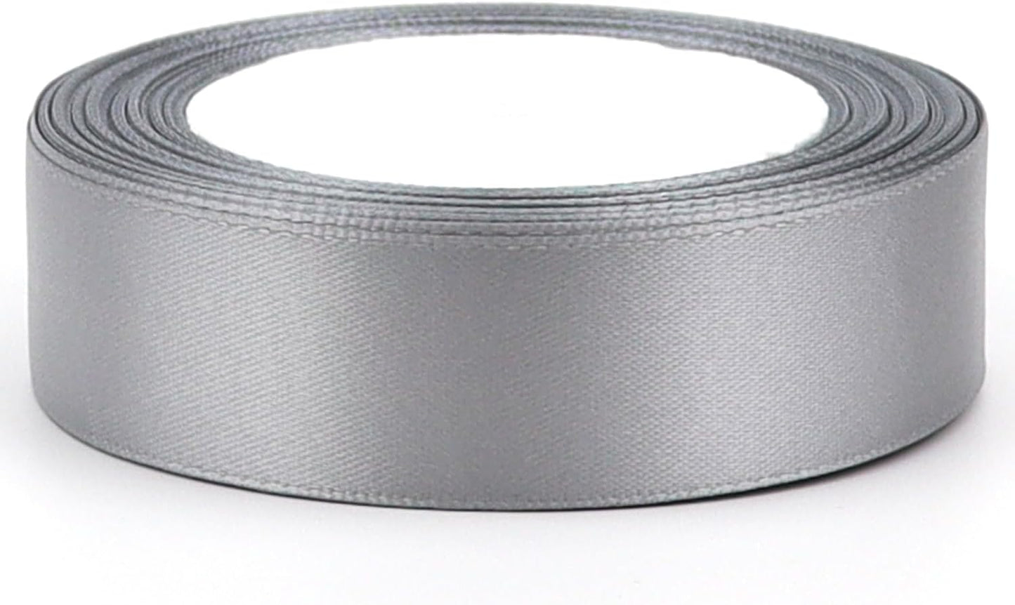 Gray Solid Satin Ribbon 1 Inch 25 Yards Solid Polyester Fabric Ribbon for Gift Wrapping Wedding Christmas Baby Shower Birthday Party Decoration Handmade Immortal Flower Craft