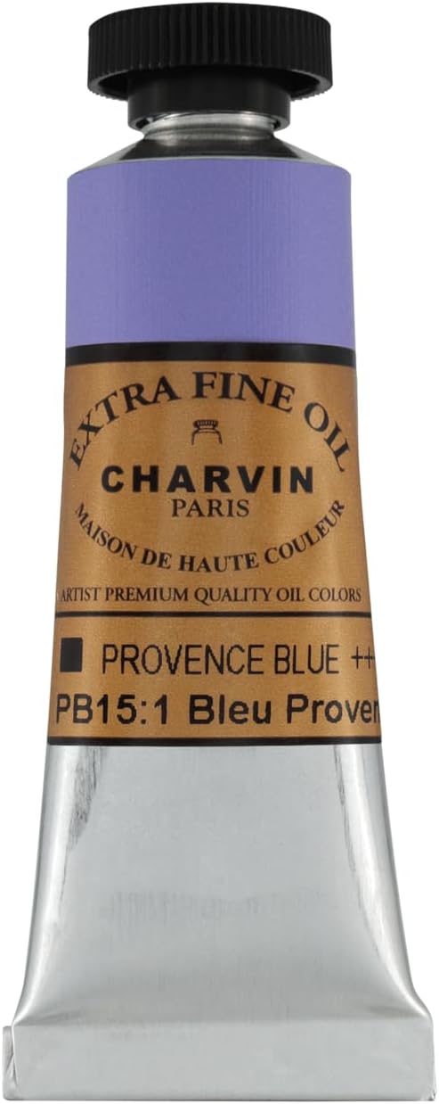 Charvin Extra Fine Oil Paint, Provence Blue 20 mL - Triple-Milled, Rich Texture, Poppy Oil-Based, Light-Fast, Handmade, Archival Quality