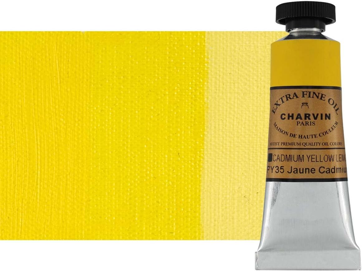 Charvin Extra Fine Oil Paint, Cadmium Yellow Lemon 20 ml - Triple-Milled, Rich Texture, Poppy Oil-Based, Light-Fast, Handmade, Archival Quality