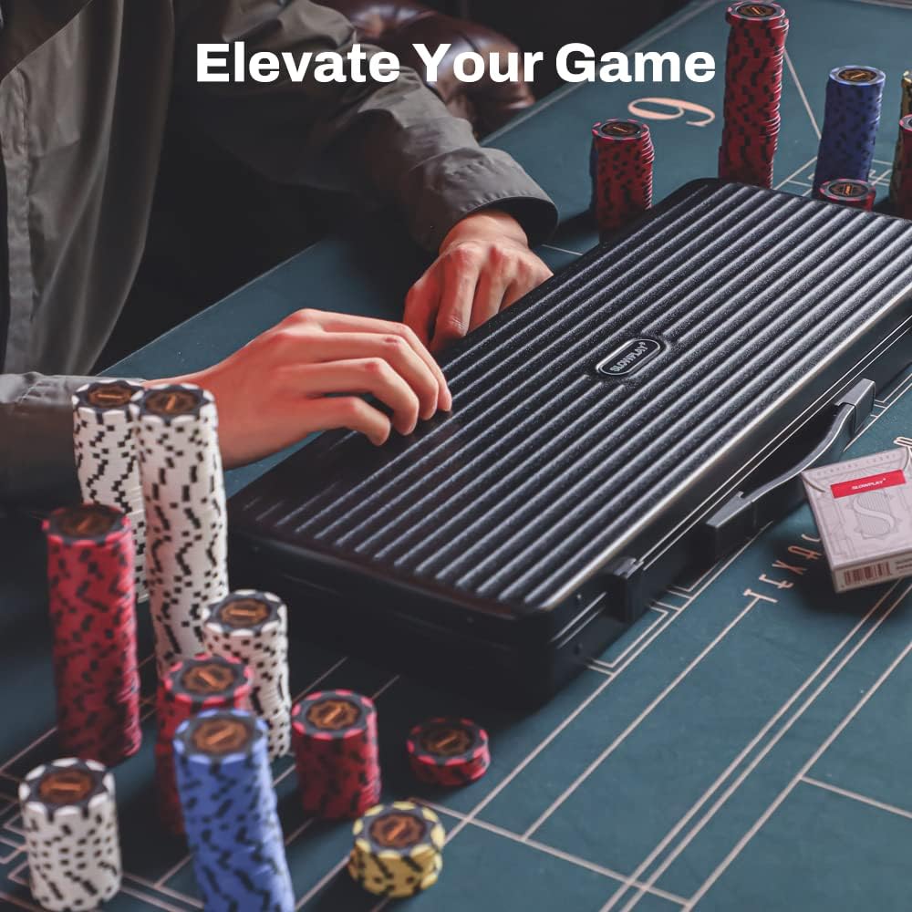 SLOWPLAY Nash Clay Poker Chips, 14 Grams Heavyweight Clay Composite, 40mm Large Chips in Bulk, Pack of 50 in Blue Without Denomination