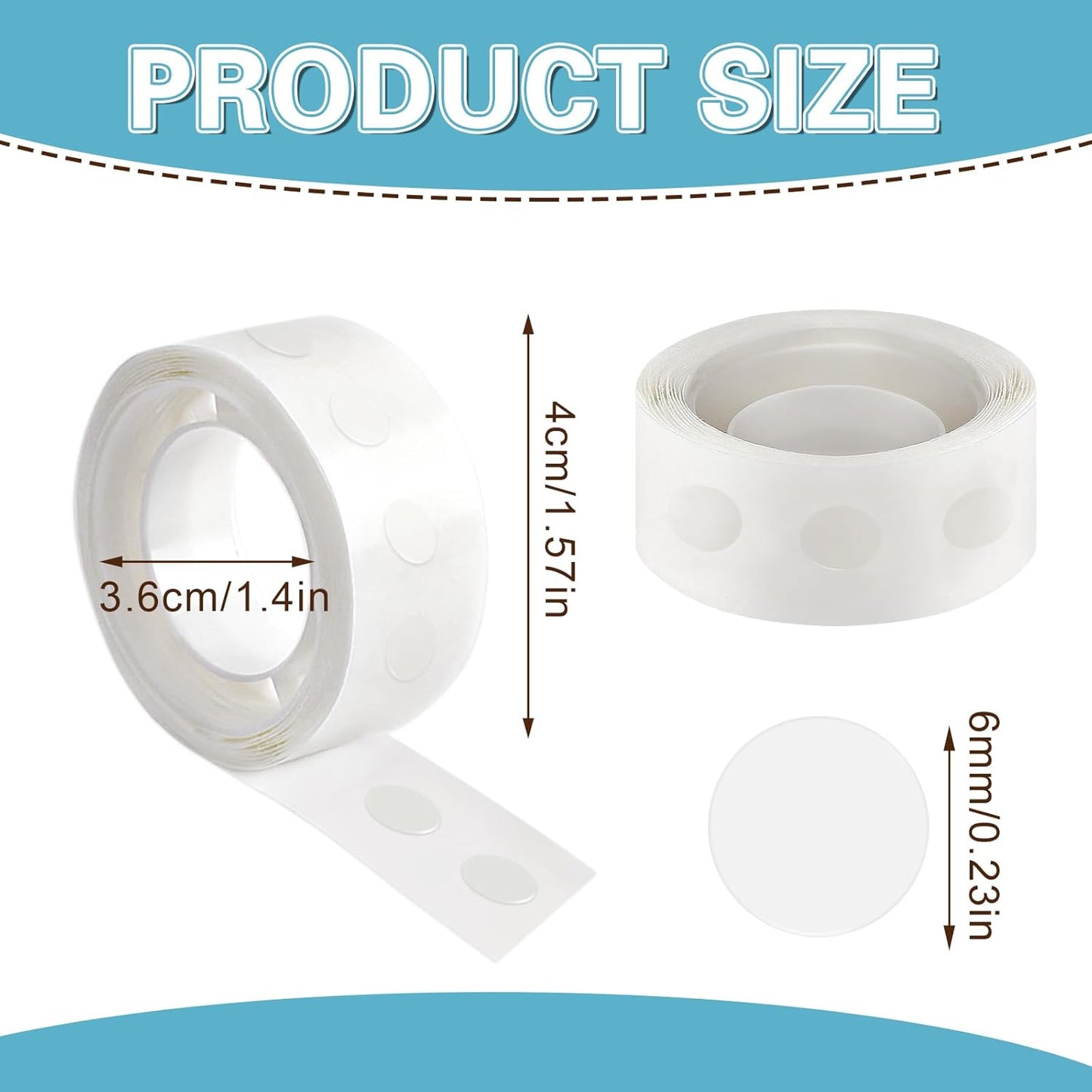 UPINS Glue Points Dots, 300Pcs Balloon Glue Adhesive Dots Double Sided Removable Glue Tape Dots for Balloons Crafts Decoration, 6 mm