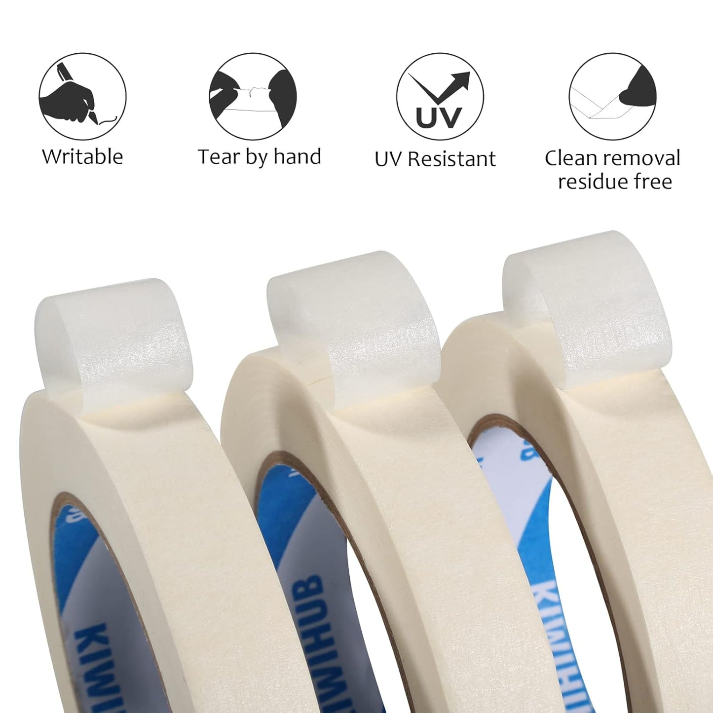 White Painters Tape,1 inch x 60 Yards x 10 Rolls (600 Yards Total) - Medium Adhesive White Masking Tape for Painting,Labeling,DIY Crafting,Decoration and School Projects