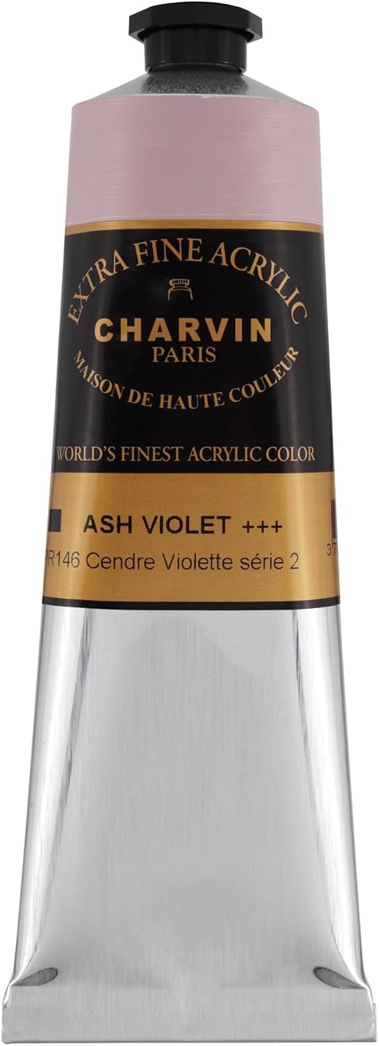 Charvin Extra Fine Professional Acrylic Paint - Ash Violet, 150ml Tube, Triple-Milled, Lightfast Pigments, Open Stock Artist Acrylic Paints in Nature-Inspired Hues