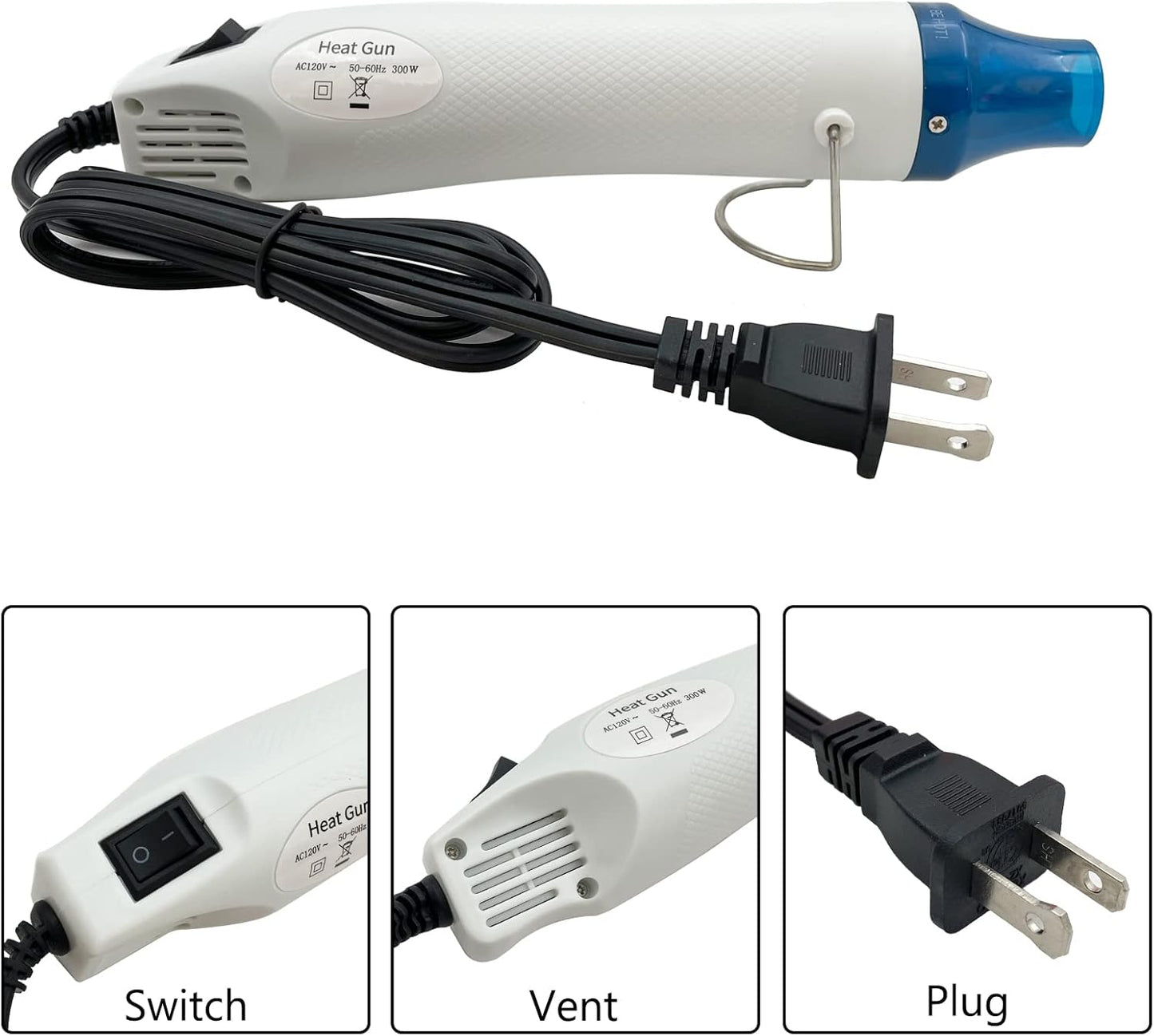 Heat Gun, Mini Hot Air Gun for DIY Crafts Portable Heat Air Gun Tool for Embossing Shrink Wrapping Drying Paint