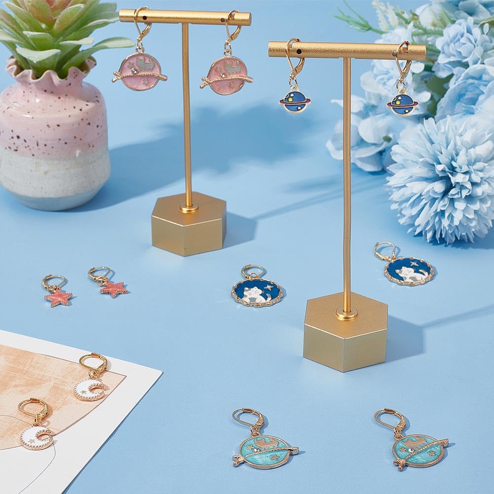 SUNNYCLUE 1 Box 20Pcs Stitch Markers Crochet Stitch Marker Cute Planet Moon Star Enamel Charms Clip On Removable Lobster Clasp Zipper Pull Charm Locking Knitting Markers for Weaving Sewing Quilting