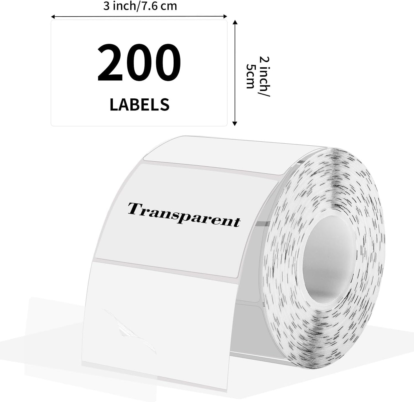 3x2 Inch Transparent Thermal Labels Stickers, Self-Adhesive Clear Waterproof Direct Thermal Label Stickers for Packaging, Shipping, Barcode, Address