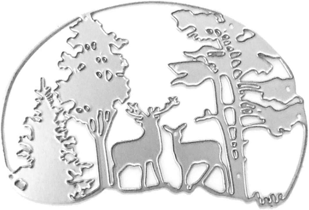 Metal Cutting Dies DIY Merry Christams Embossing Stencil Template Scrapbooking Card Making Mold Photo Album Arts Crafts Tools (Christmas Tree and Deer -12.5x10cm)