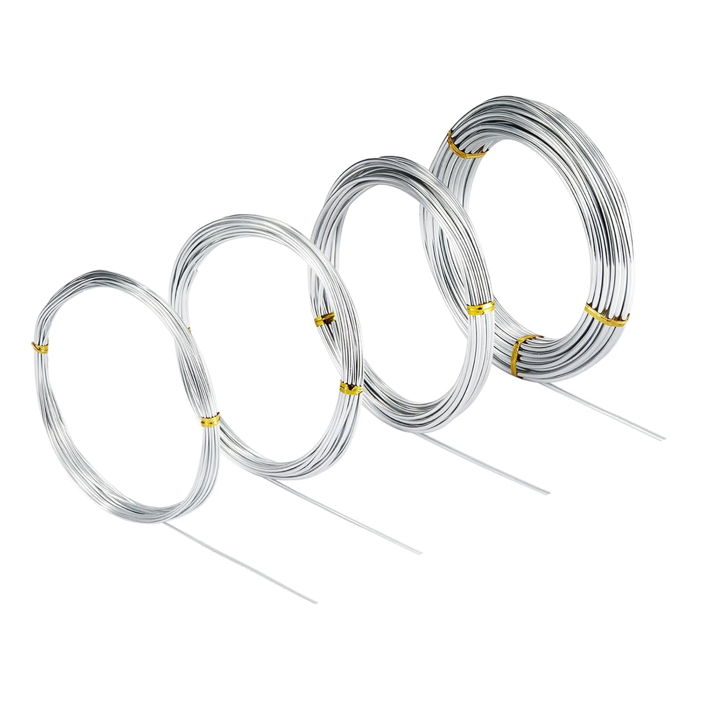 4 Pcs Aluminum Craft Wires, 3mm*10m, 2mm*5m, 1.5mm*5m, 1mm*5m, Bendable Craft Wire for Sculpting Armature DIY Jewelry Making (Silver)
