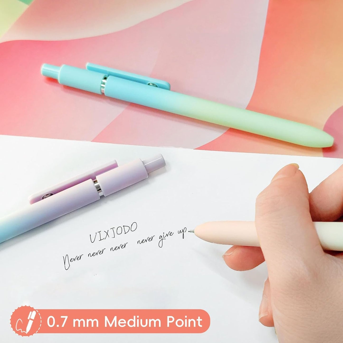 Gel Pens, 10 Pcs Black Ink Pens for Women, 0.7mm Medium Point Smooth Writing Pens with Silicone Grip, High-End Series Metal Clip Retractable Pens for Journaling Note Taking (10 Pcs Pastel)