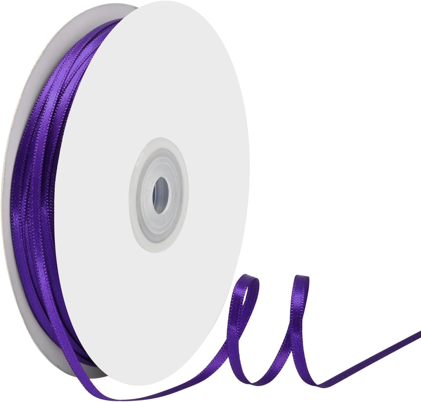1/8" X 100 Yards Purple Satin Thin Ribbon Solid Color Double Faced Ribbons Perfect for Crafts Wedding Decor Bow Making Arts Sewing and More