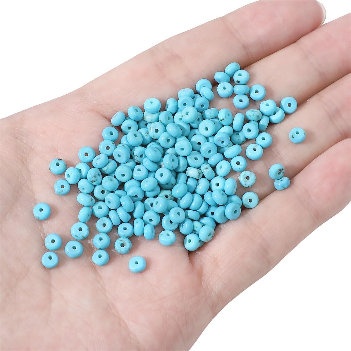 Natural Blue Turquoise Disk Stone Beads 4x2mm 160pcs Rondelle Loose Semi Gemstone Beads for Jewelry Making Design