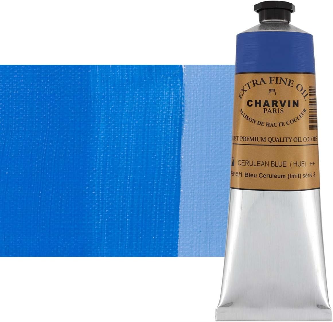 Charvin Extra Fine Oil Paint, Cerulean Blue Hue 150 ml - Triple-Milled, Rich Texture, Poppy Oil-Based, Light-Fast, Handmade, Archival Quality
