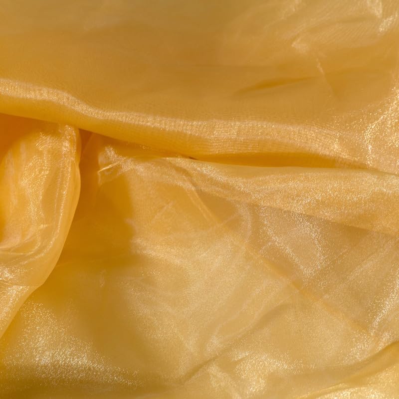 Fynite Champagne Gold Organza Fabric by The Yard | 1 Yard Long | 44" Wide | Bridal Soft Sheer Organza Tulle for DIY Wedding Dress Fashion Craft Decorations