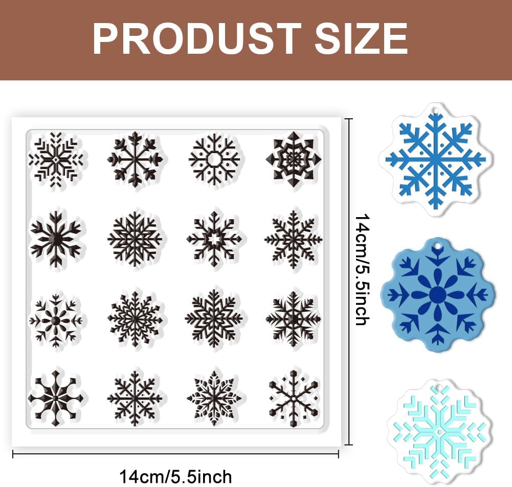 CHGCRAFT Polymer Clay Texture Sheets Winter Snowflakes Silicone Texture Stamp Christmas Clay Texture Mat Modeling Pattern Pad Texture Sheets for Polymer Clay Making Earrings Jewelry 5.5x5.5inch