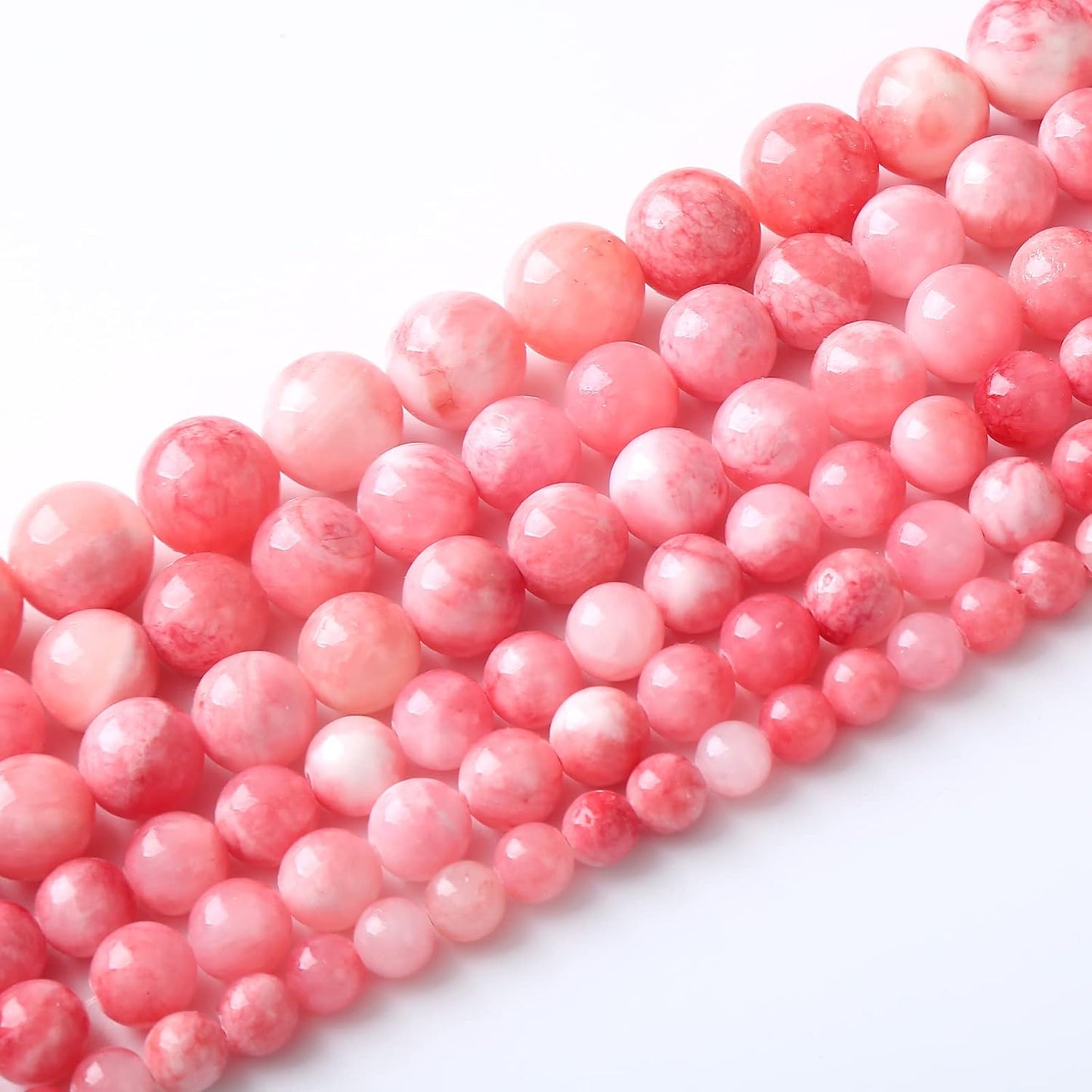 45pcs 8mm Natural Pink White Persian Jade Gemstone Beads Round Loose Spacer Beads for Jewelry Making DIY Bracelets Necklaces 15" (Pink Persian Jade, 8mm)