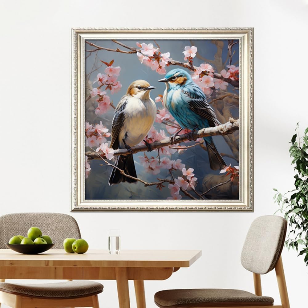 Leczany Cross Stitch Stamped Kit for Adults or Kids - Two Brid | DIY Embroidery Starter Patterns Craft Kit Needlepoint for Beginner | 11CT, 3 Strands | 19.7x19.7 inches