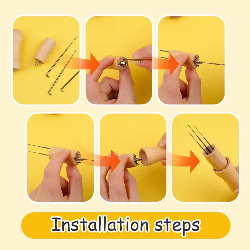 WONVOC Needle Felting Pad, Felting Kit, Needle Felting Mat and Felting Needles with Wooden Handle Holder,Needles Felting Tools for Wool Craft Project