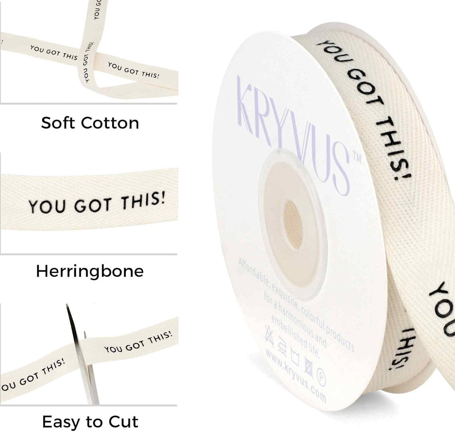You Got This Ribbon - 5/8 Inch x 12 Yards Natural Twill Tape Ribbon, Cotton Herringbone Ribbons for Gift Wrapping, Birthdays, Weddings, Christmas, Anniversaries, Valentine's Day, Mother's Day