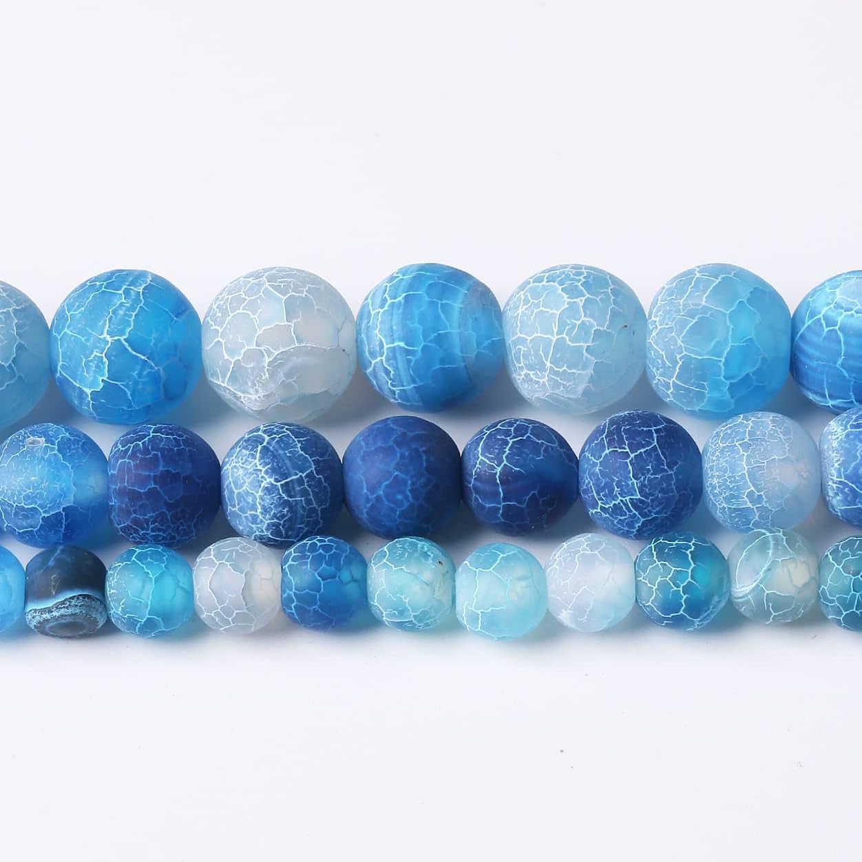 36PCS 10MM Blue Frosted Agate Stone Beads Energy Healing Beads for DIY Jewelry Bracelet Necklace Making for Jewelry Making15Inch…