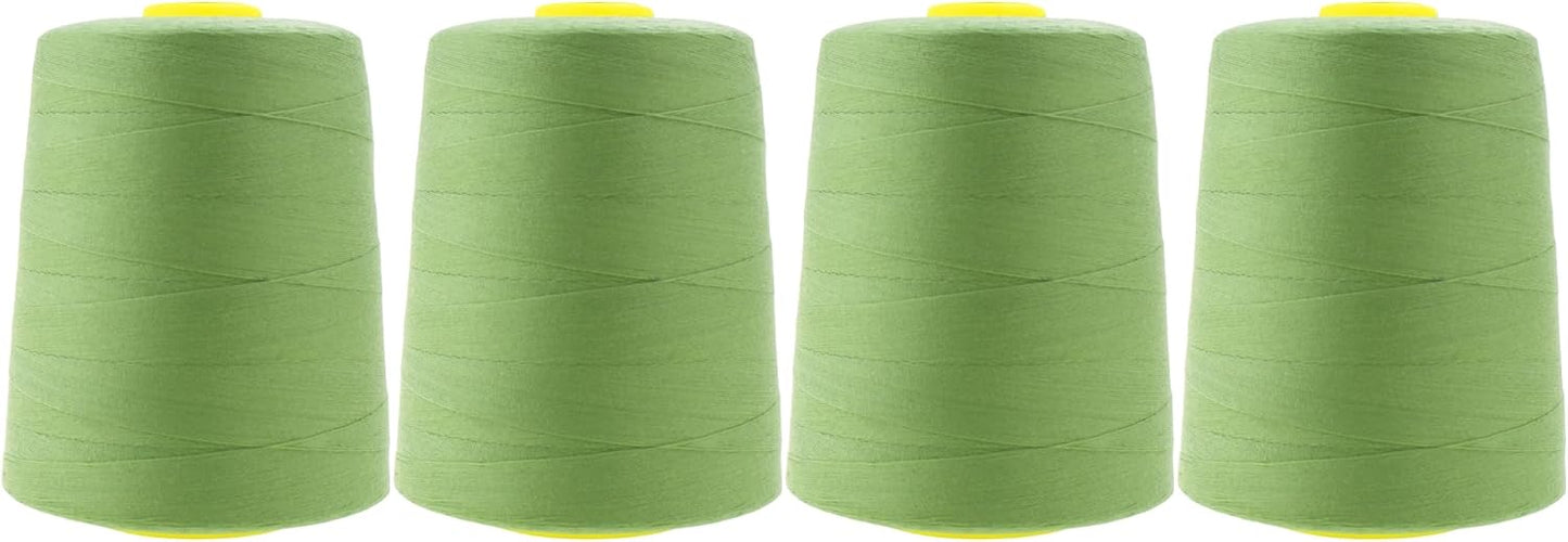 Mandala Crafts 4 Pack of Serger Threads Cones Spools - 20S/2 24000 Yards Polyester Sage Green Threads for Sergers Machine and Overlock Quilting Sewing Machine