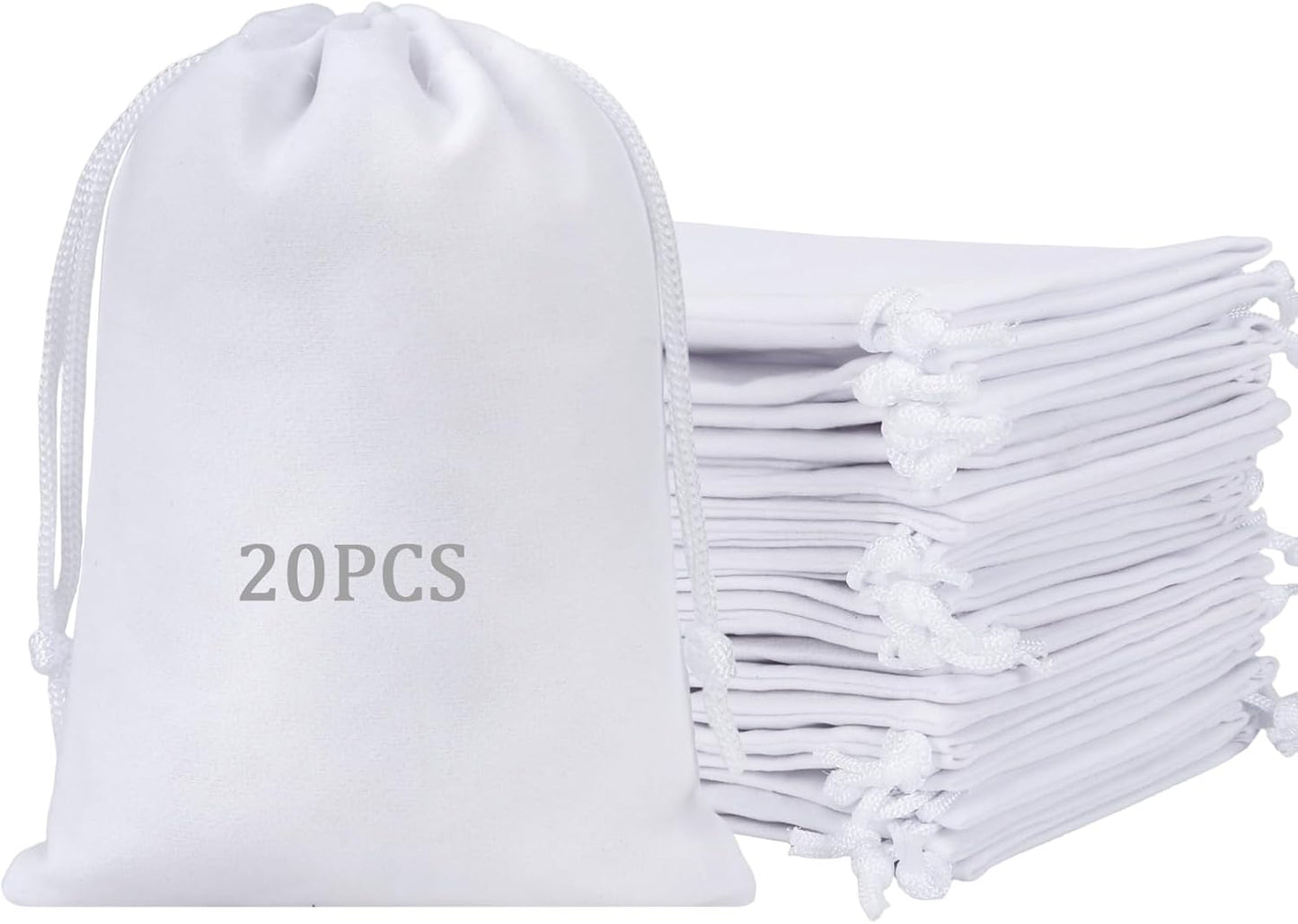 Shintop 20pcs Velvet Bags, 4x6inch White Drawstring Gift Bags Jewelry Pouch for Wedding Birthday Party Favor
