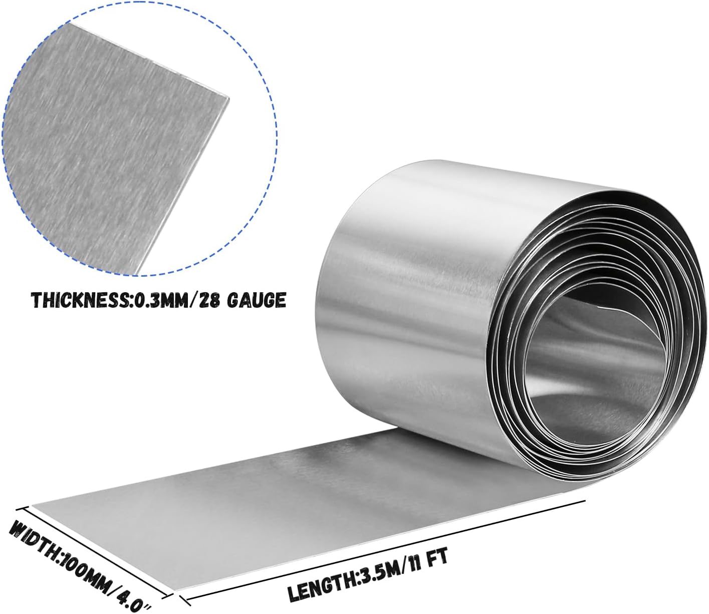Aluminum Flashing Roll，Aluminum Sheet Roll 3500x100x0.3mm(LxWxT) Applicable to Various House Repair and DIY Projects