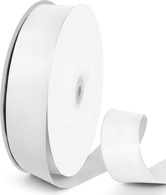 100 Yards 1.5 inch Grosgrain Ribbon, Solid Color Fabric Ribbon Perfect for Gift Wrapping, Wedding, Handmade Bows, Floral Bouquets and Party Decoration(White)