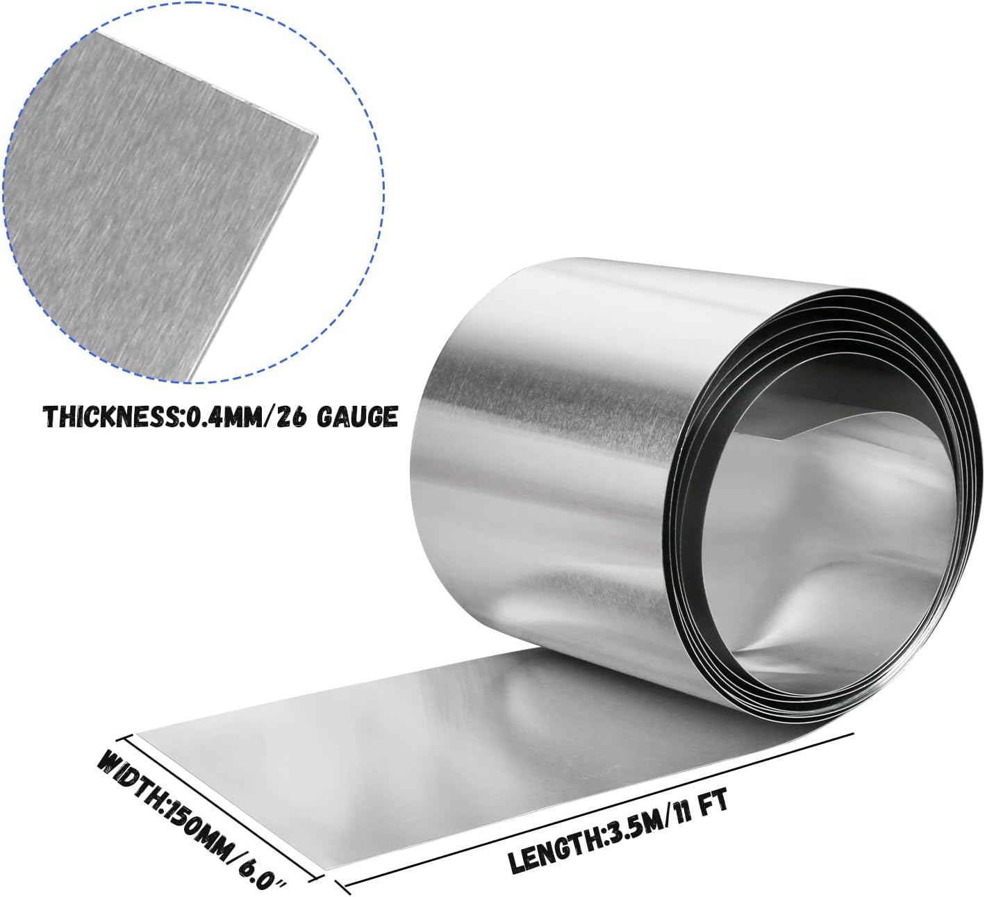 Aluminum Flashing Roll，Aluminum Sheet Roll 3500x150x0.4mm(LxWxT) Applicable to Various House Repair and DIY Projects