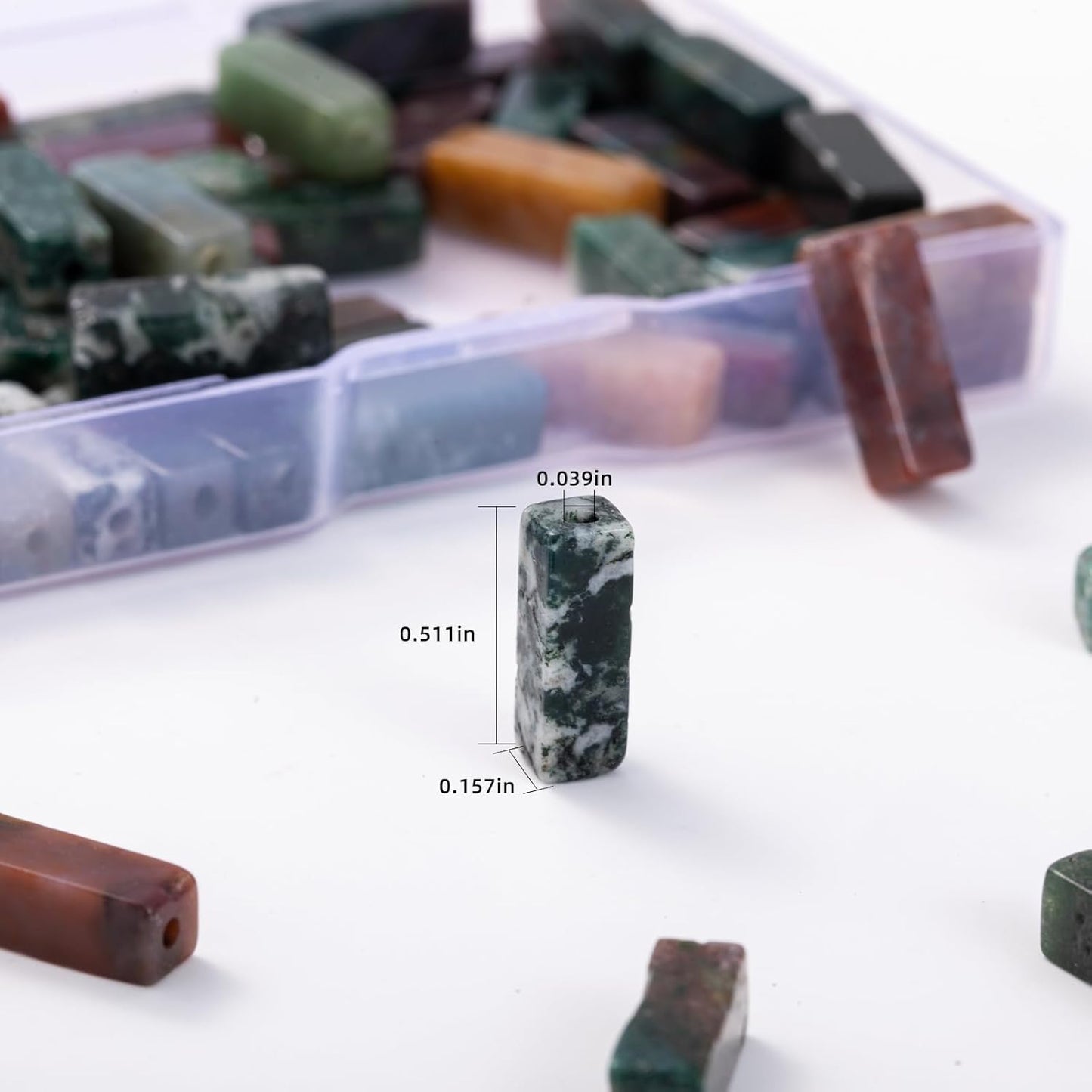 Natural Indian Agate Rectangle Tube Beads 4x13mm 38cm/str Loose Semi Gemstone Stone Beads for Making Bracelets Necklace Earrings