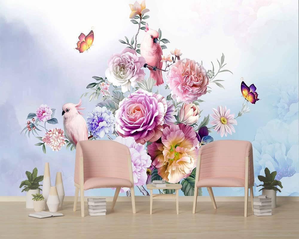 Wall Murals Full of Romantic Leaves and Flower Wallpaper for Bedroom, Living Room and Office Decoration