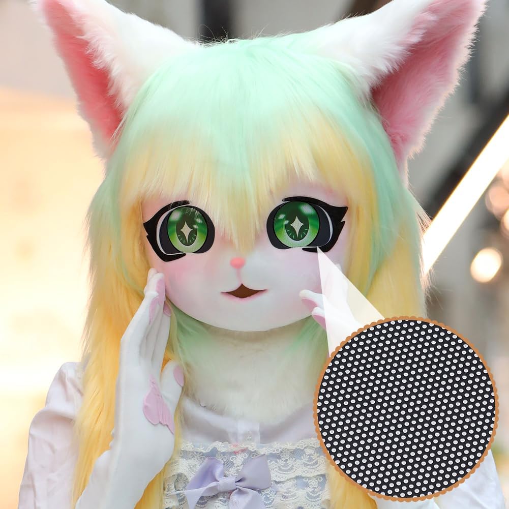 Fursuit Eye Mesh 78.74x15.74inch Black Waterproof PVC Plastic Mesh 0.45mm Thick Printable Fabric Meshs for Furry Cosplay, Props, Fursuits, Craft Making Home Decor Hole: 0.8mm