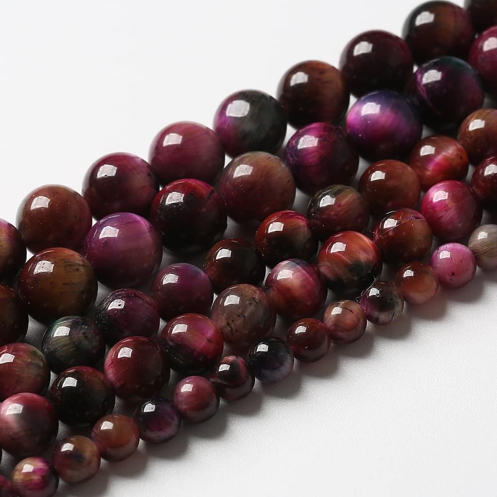 61pcs 6mm Top AAA Natural Tiger Eye Beads for Jewelry Making Rose Red Starry Sky Tiger Eye Stone Round Loose Beads DIY Bracelet Necklace Earrings