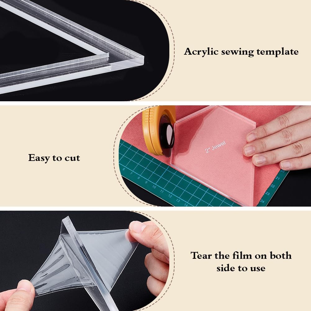 BENECREAT 16 Sizes Jewel Quilting Template, Acrylic Intricate Sewing Machine Ruler, Transparent Pressure Plate Router Template for DIY Hand Patchwork Cutting Craft, 6mm Thick