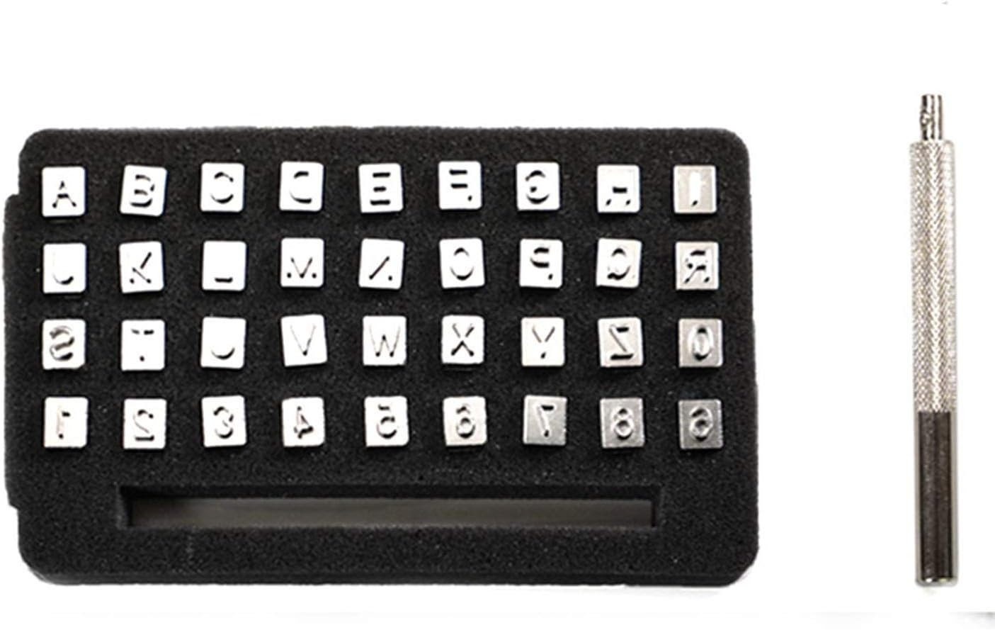 26 PCS Capital Leathercraft Metal Letter Stamps Punch Set, 1/4”(6mm) Steel Printing Punch Alphabet Letter Stamp Tool Capital Letters Printing Copper with A Pole,DIY Kit